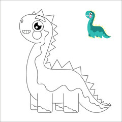 Cute dinosaur coloring pages for kids. Vector illustration to print.