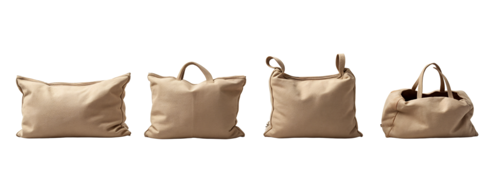 A set of four beige bags