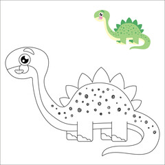 Cute dinosaur coloring pages for kids. Vector illustration to print.