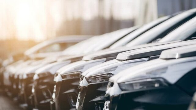 Gen- Turbo Row of shiny new cars under soft dayli