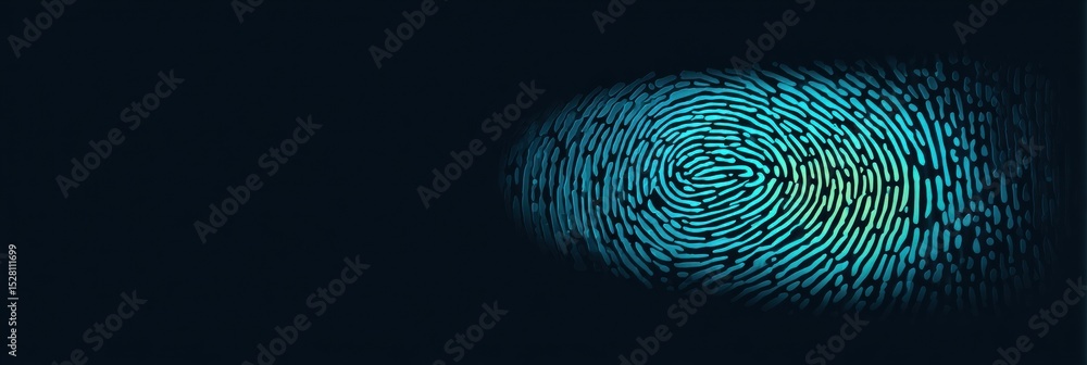 Aufkleber Animated Fingerprint Scan Indicates a Redirect to a Scam Site on a Minimal Right Margin Background