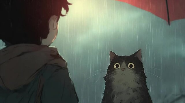 Gen- Turbo a cute cat seeing a boy life ref img c