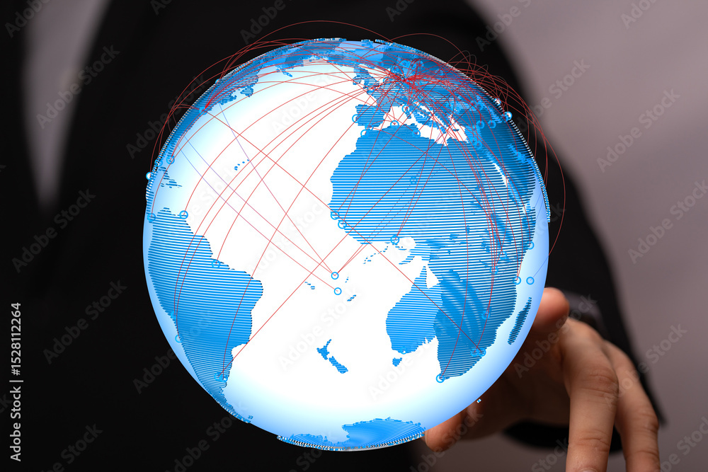 Aufkleber image of a digital globe showing global connections, ideal for business and technology concepts.