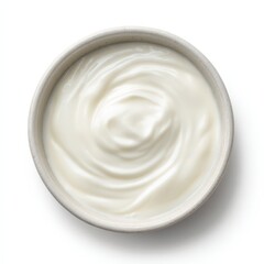 Creamy Yogurt in Bowl A Top View of Smooth Swirled Dairy Dessert or Healthy Snack