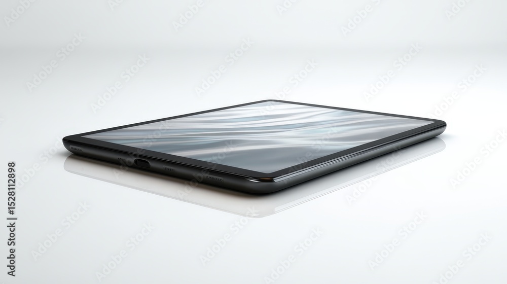 Poster sleek black tablet displaying abstract design on white background perfect for technology and gadget 