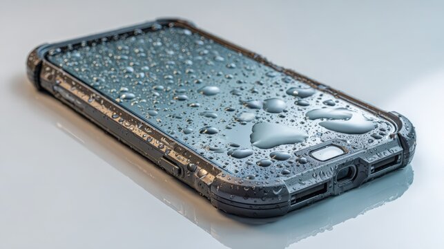 Waterproof Rugged Smartphone Case with Water Drops Protection Technology Closeup - Powered by Adobe