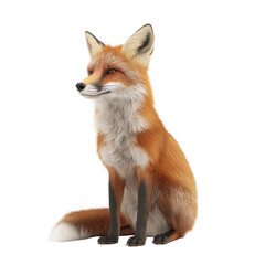 Obraz premium Fox sitting gracefully in a lush green forest during the day showcasing vibrant colors and natural beauty