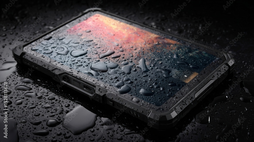 Poster rugged tablet computer water resistant durable technology showcase display