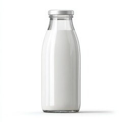 Glass Bottle Filled with Fresh Milk Ideal for Dairy Product Packaging Design Mockup