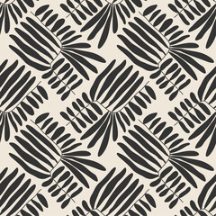 Trendy minimalist seamless botanical pattern with abstract creative hand drawn composition