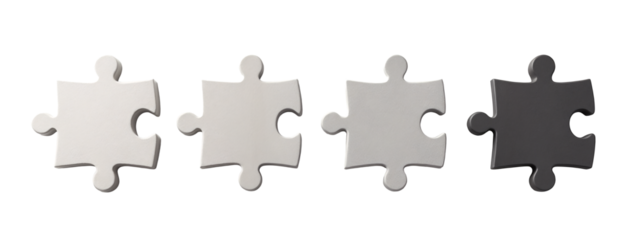 A set of four pieces of a jigsaw puzzle