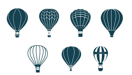Eight Vintage Hot Air Balloons Design Elements for Travel Posters and Scrapbooking Projects
