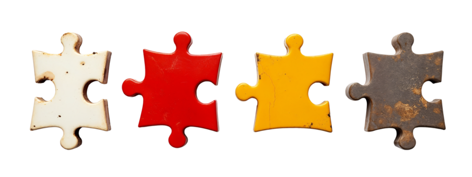 A group of four pieces of a jigsaw puzzle