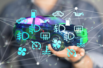 Innovative car tech.  Digital dashboard, vehicle diagnostics, and remote monitoring.