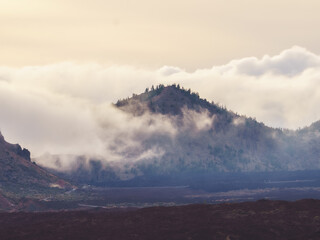 Teide national park under the clouds