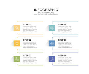 Fototapeta premium Vector Infographic label design template with icons and 6 options or steps. business information, presentation and data visualization