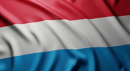 Fototapeta premium A close-up view of the Luxembourgish flag, its red, white, and blue horizontal bands gently waving.