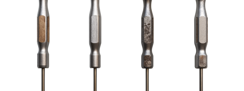 A set of four different types of screwdrivers