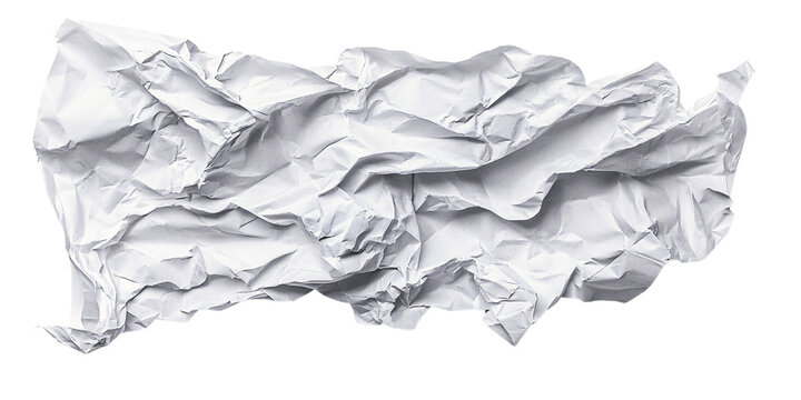 Crumpled white paper texture on black background, showing stress, failure, and recycling concept Abstract image of discarded paper ball