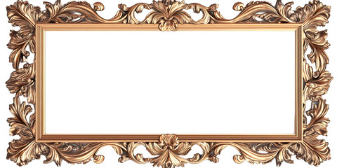 Ornate Gold Picture Frame with Floral Details, Empty Space for Art or Photography Elegant design for displaying memories and adding a touch of luxury