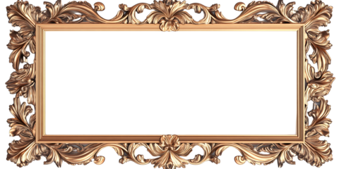 Ornate Gold Picture Frame with Floral Details, Empty Space for Art or Photography Elegant design for displaying memories and adding a touch of luxury