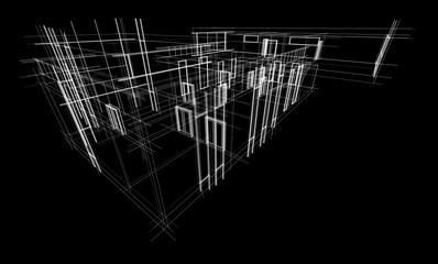 House building sketch architectural 3d rendering