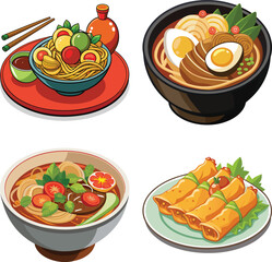 Set of cartoon fast food colorful isolated on a white background
