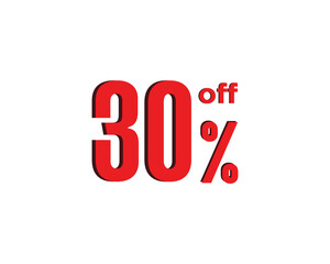 Sale up to 30% off sign. Seventy percent discount. Special offer symbol. Discount promotion. Vector design.
