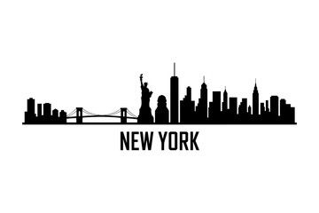 A Black and White Minimalist Skyline Silhouette of New York City