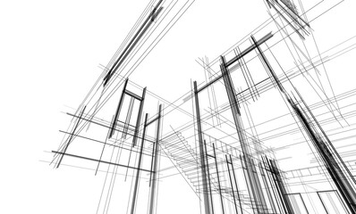 House building sketch architectural 3d rendering