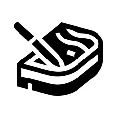 Abstract black and white isometric block with diagonal line graphic design element