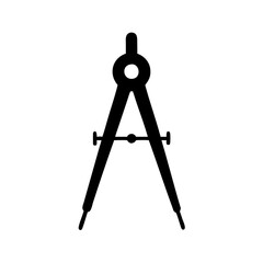 Simple black silhouette of a compass drawing tool