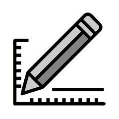 Pencil and ruler icon design for measurement and drawing
