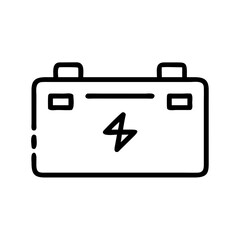 Hand drawn car battery icon with lightning bolt symbol