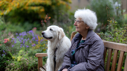 depression pet therapy for elderly patients in a care home garden