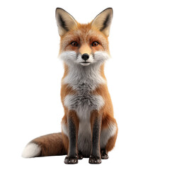 Obraz premium Fox poses gracefully with a charming expression in a bright, white setting capturing attention with its captivating features