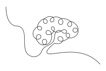 Human brain continuous one line drawing isolated vector illustration
