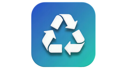 Obraz premium Recycling icon – flat 3D eco-friendly symbol with transparent background