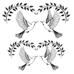 "Love Birds in Circular Frame &ndash; Black Vector Silhouette"
