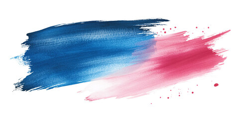 Abstract watercolor brush stroke with blue and pink paint on black background Concept of artistic design, creative expression, and modern art