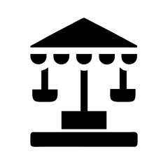 Simple black icon of a classic carousel ride for amusement park