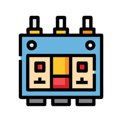 Three phase circuit breaker icon illustration for electrical engineering