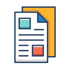 Colorful illustrated documents stacked together representing data and information