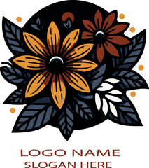 Black‑eyed susan Logo icon vector white background .
