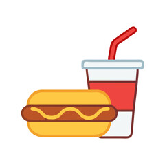 Hot dog and soda combo classic fast food meal illustration