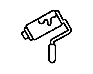 Paint roller icon black and white line art graphic