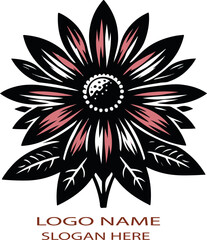 Black‑eyed susan Logo icon vector white background .