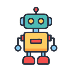 Fototapeta premium Friendly cartoon robot icon illustration for technology concepts