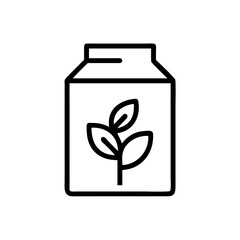 Plant based milk carton icon line art graphic design