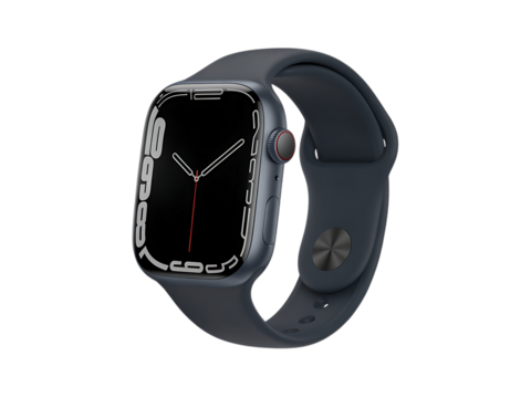 Sleek smartwatch with dark gray band, close up.